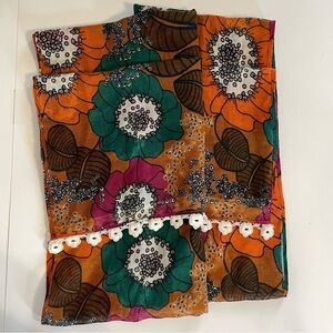 Fossil Artsy Art to Wear Colorful Floral Boho Retro Style Lightweight Scarf Wrap